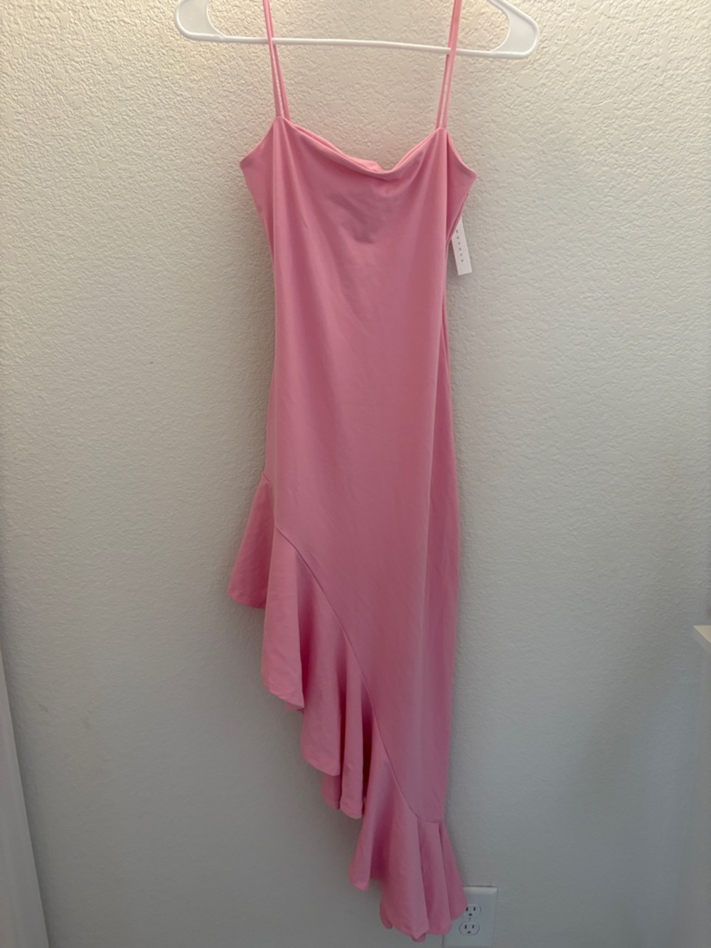 Susana Monaco Pink Asymmetrical Ruffle Slip Dress